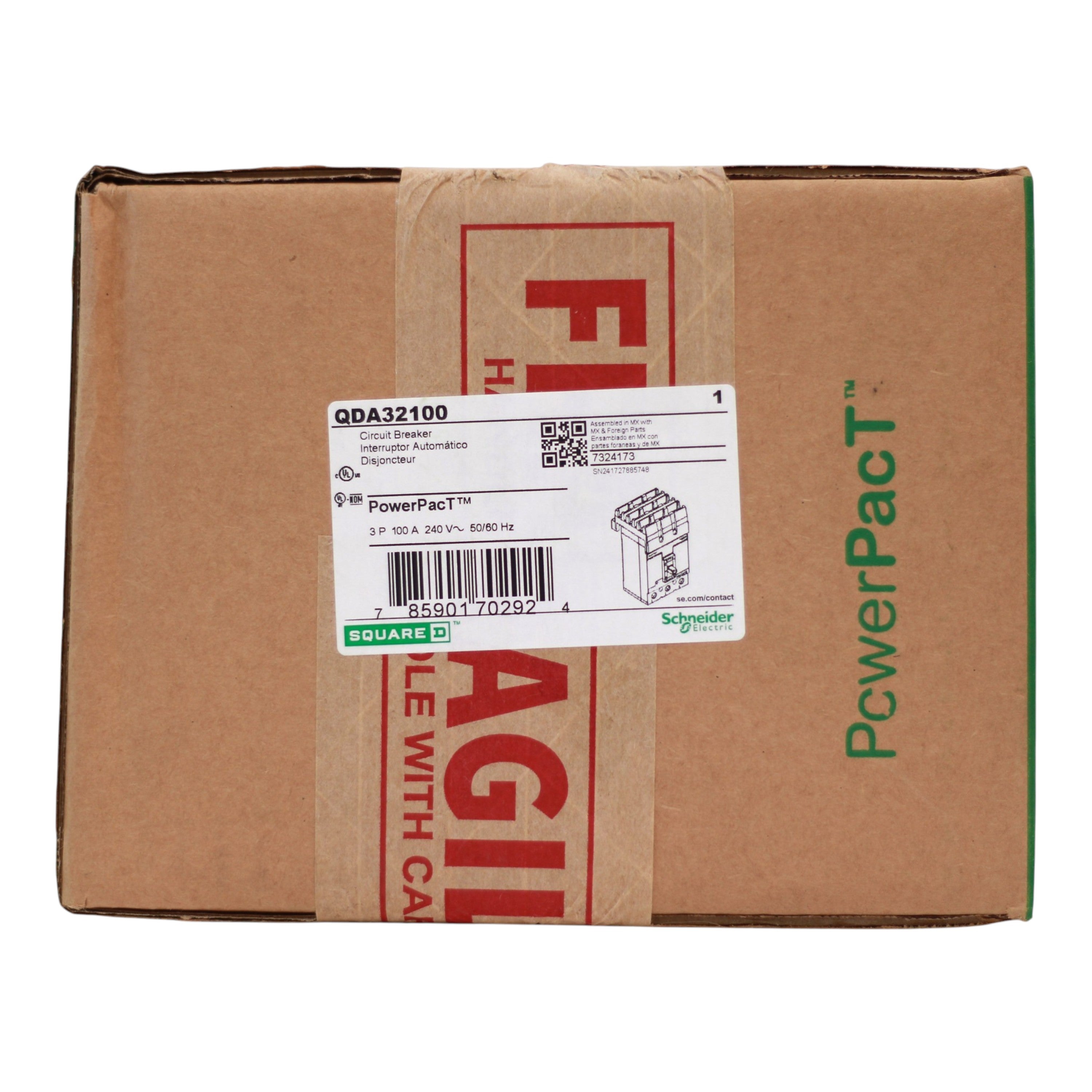 Square D PowerPacT Q, QDA32100, 100A, 3P, 240VAC, I-Line, Thermal Magnetic, Circuit Breaker - Image 3