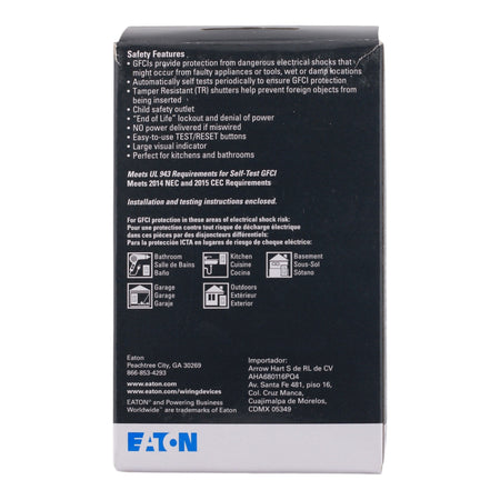 Eaton TR GFCI TRSGF15W-M 15A 125V Tamper Resistant Self-Test GFCI Receptacle - Image 11