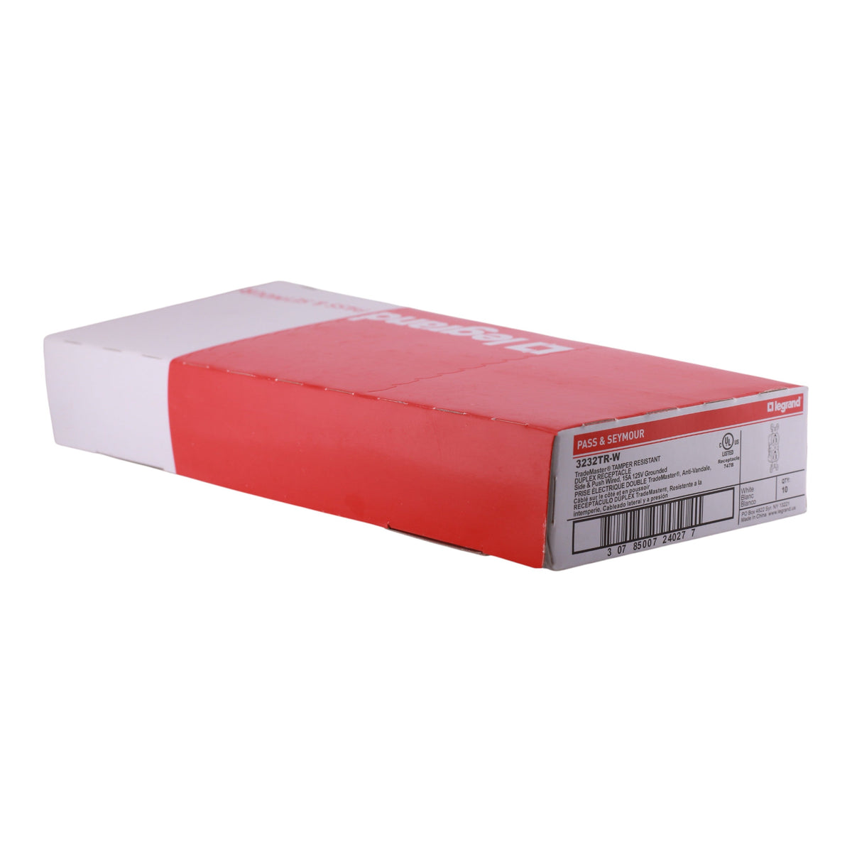 Pass & Seymour Trademaster PACK-10  3232TRW 15A 125V Tamper-Resistant Duplex Receptacle White - Image 10