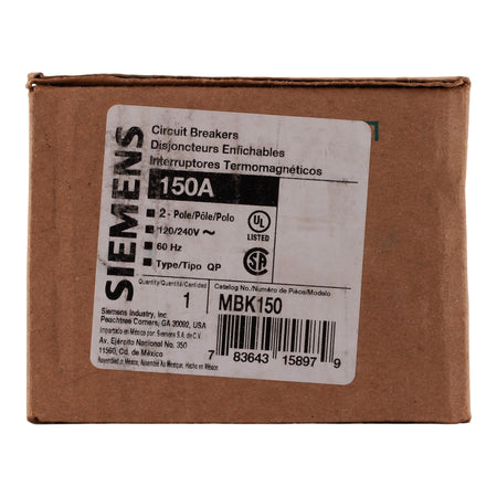 Siemens EQ, MBK150, 150A, 2P, 120/240V, Main Circuit Breaker - Image 3
