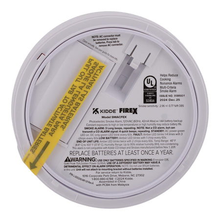 Kidde FireX, SMACFEX, 120V, Hardwired, Photoelectric, AA Backup, Smoke Alarm - Image 7