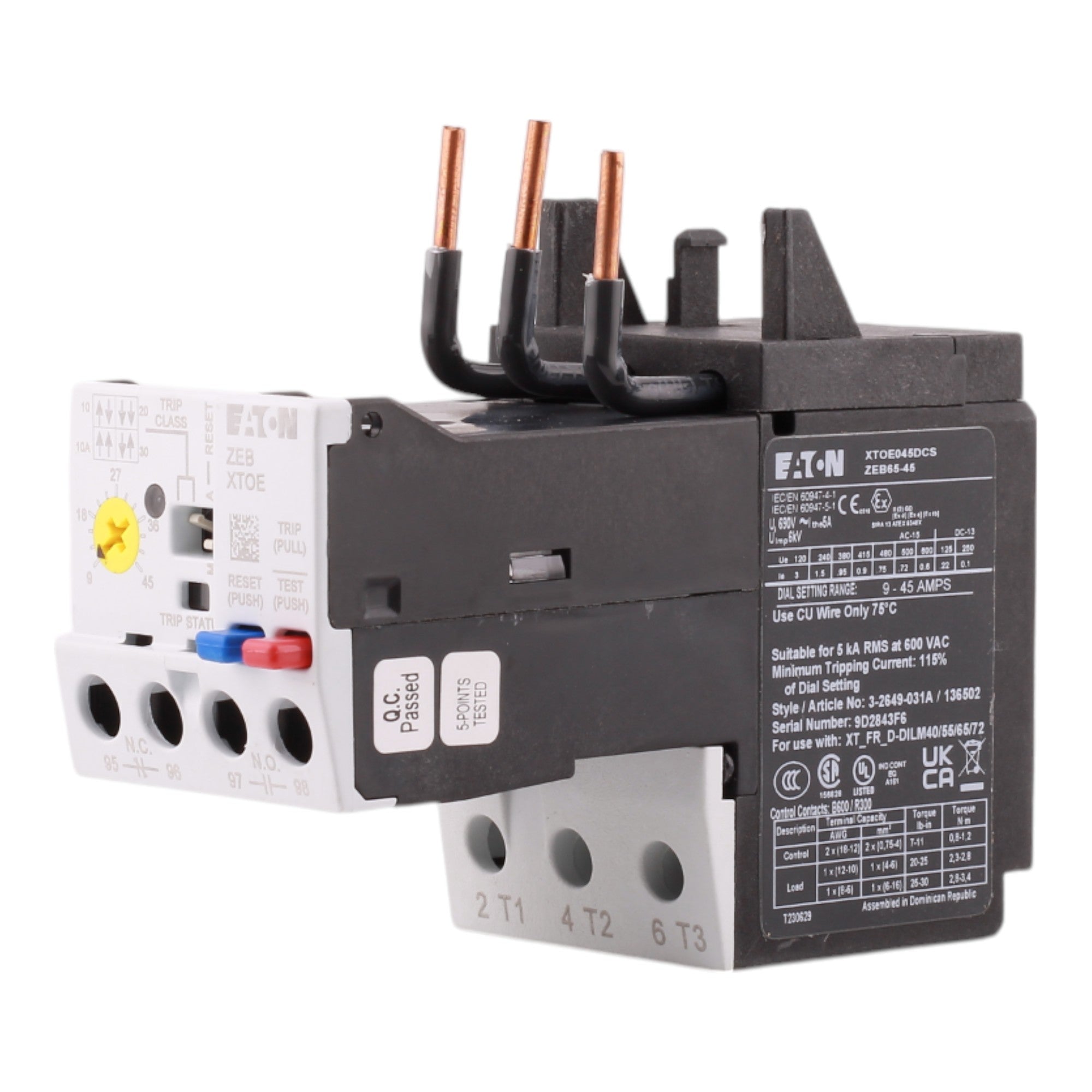 Eaton C440 XTOE045DCS 9-45A Electronic Overload Relay