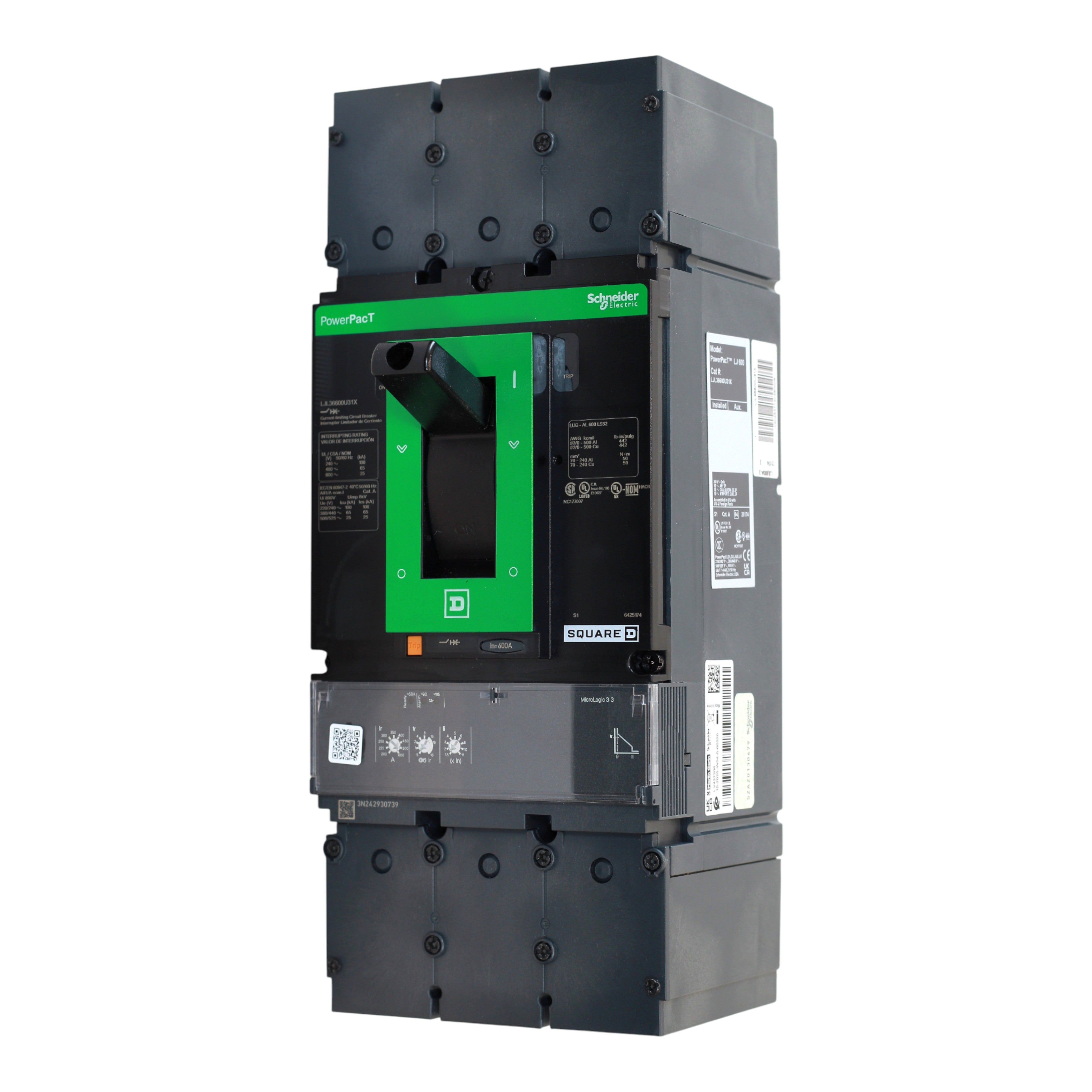 Square D PowerPacT LJL36600U31X 600A 3P 600V MicroLogic 3.3 L-Frame Circuit Breaker - Image 2