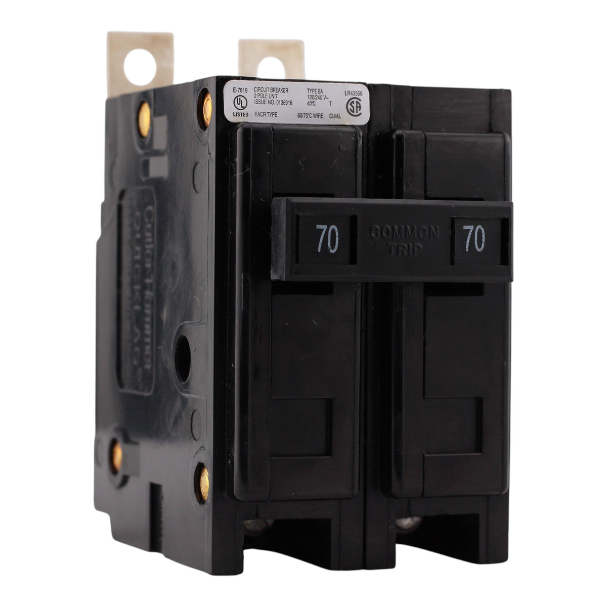 Eaton BAB, BAB2070, 70A, 2P, 120/240V, Bolt-On, Circuit Breaker