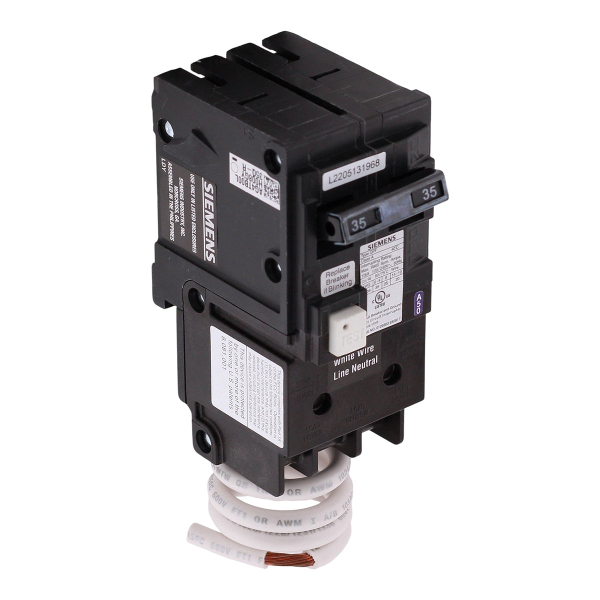 Siemens QPF, QF235A, 35A, 2P, 120/240V, GFCI, Pigtail Neutral, Circuit Breaker