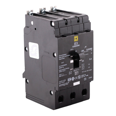 Square D E-Frame, EDB34080, 80A, 3P, 480Y/277VAC, 25kA, Bolt-On, Thermal Magnetic, Circuit Breaker