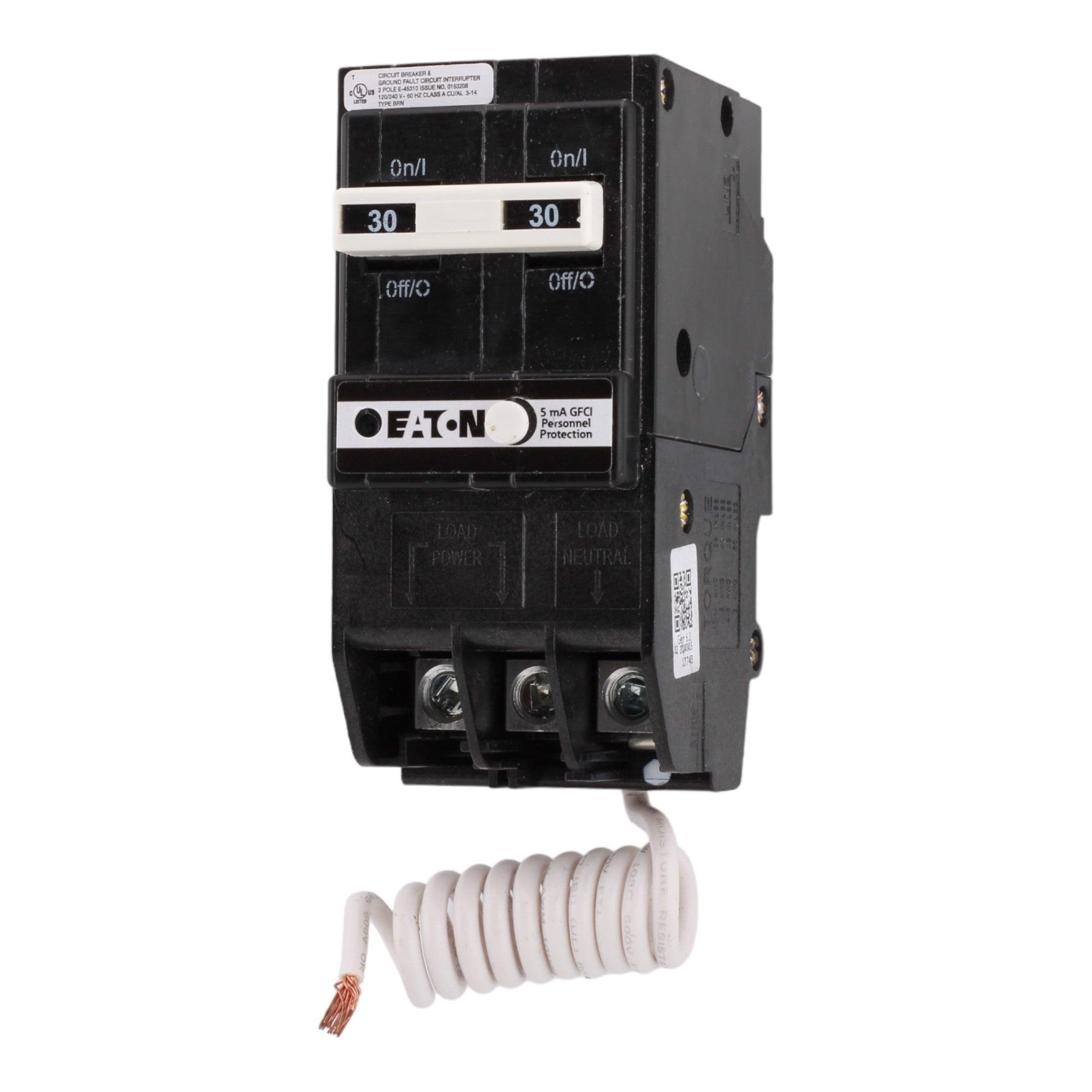 Eaton BRN230GF 30A 120/240V 2-pole GFCI Circuit Breaker Pigtail Neutral - Image 3