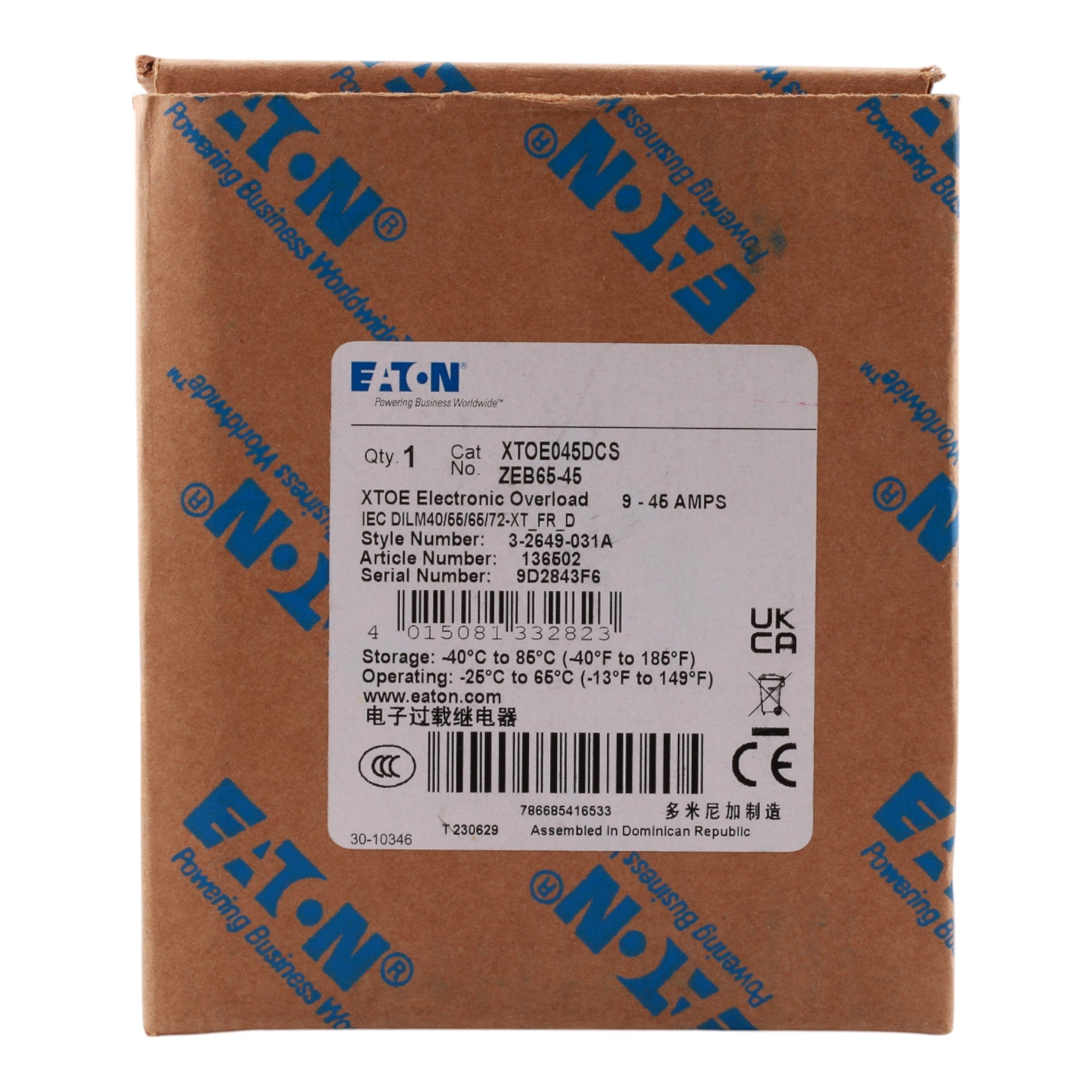 Eaton C440 XTOE045DCS 9-45A Electronic Overload Relay - Image 2