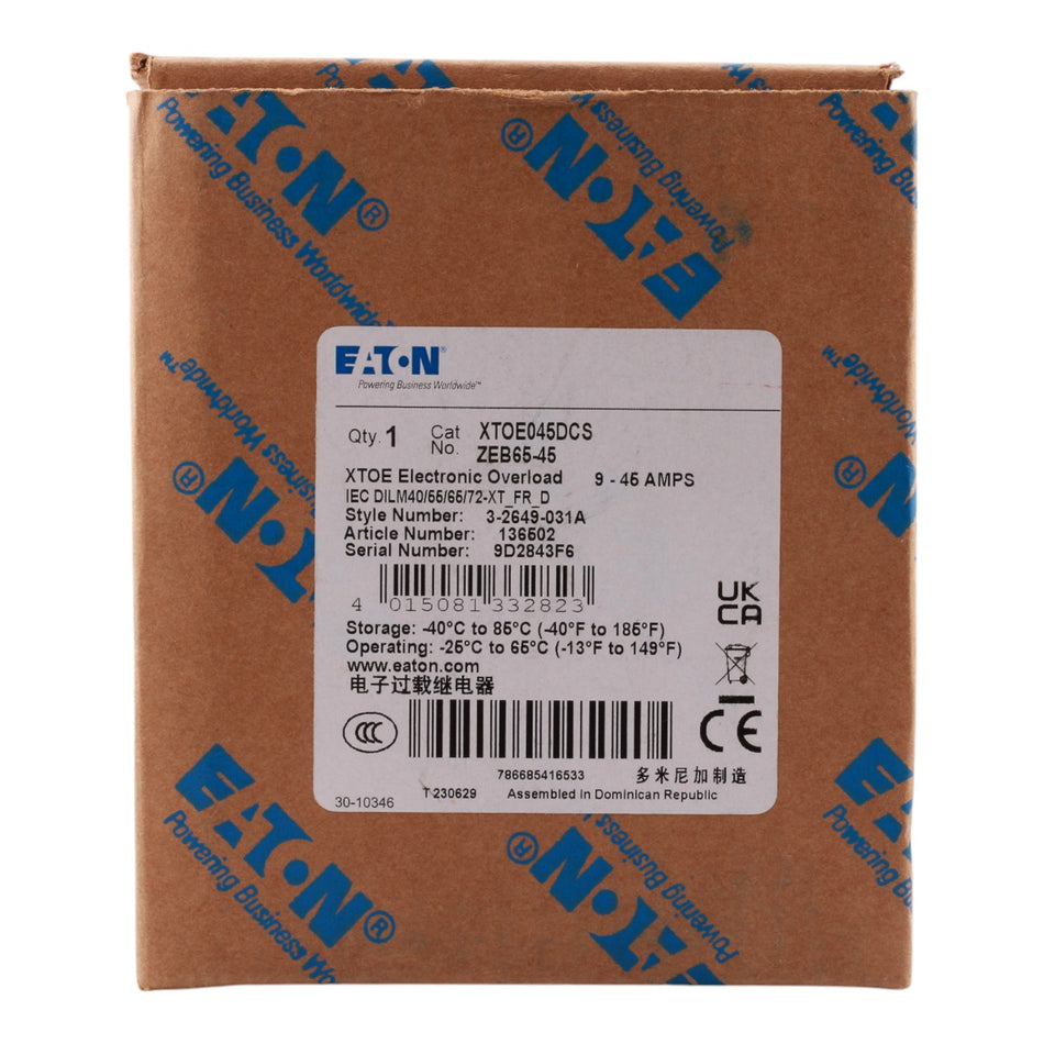 Eaton C440 XTOE045DCS 9-45A Electronic Overload Relay - Image 2