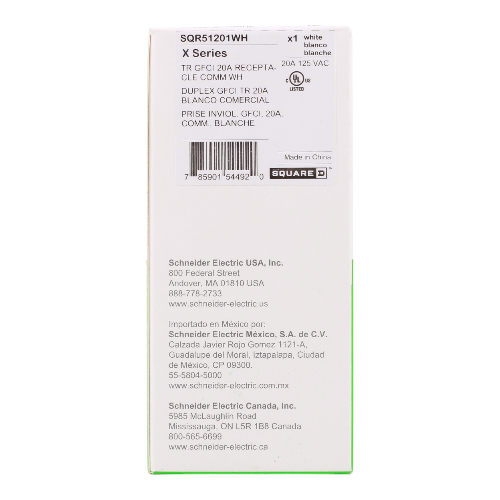 Square D SQR51201WH X Series 20A 125V Tamper Resistant GFCI Outlet, Matte White Finish - Image 6