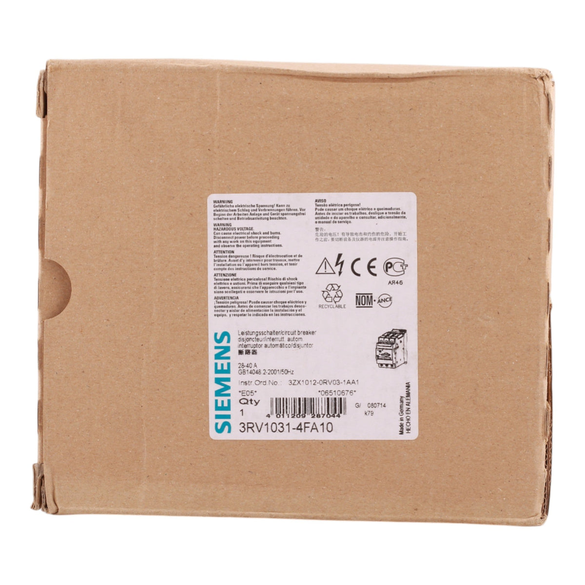 Siemens SIRIUS 3RV1031-4FA10 28-40A 3P 690V Motor Protection Circuit Breaker - Image 2