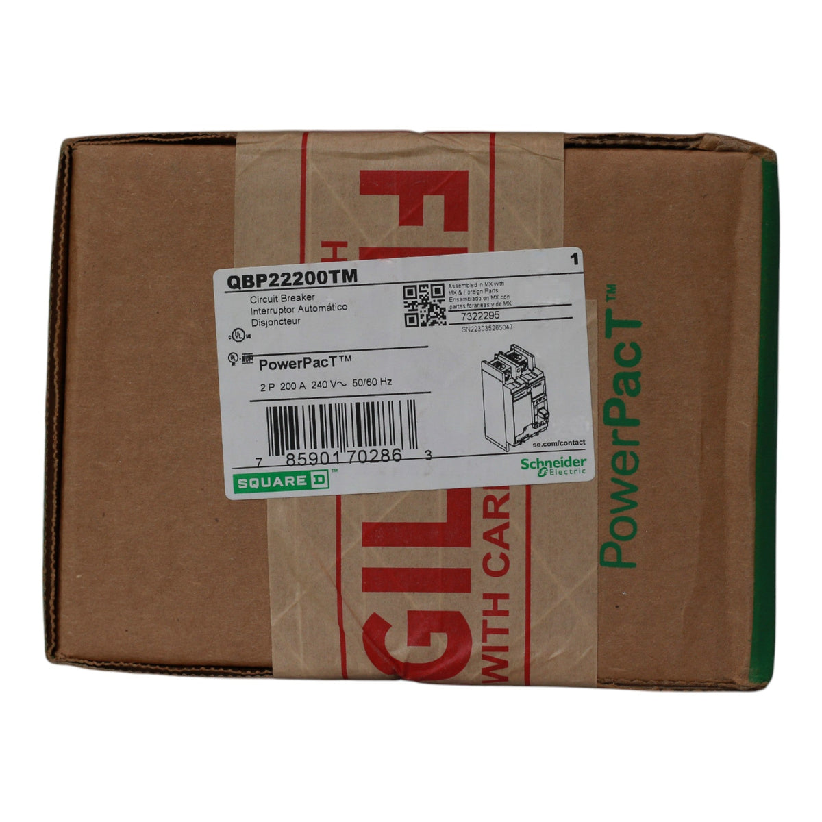 Square D PowerPacT QBP22200TM 200A 2P 240V Thermal-Magnetic Circuit Breaker - Image 2
