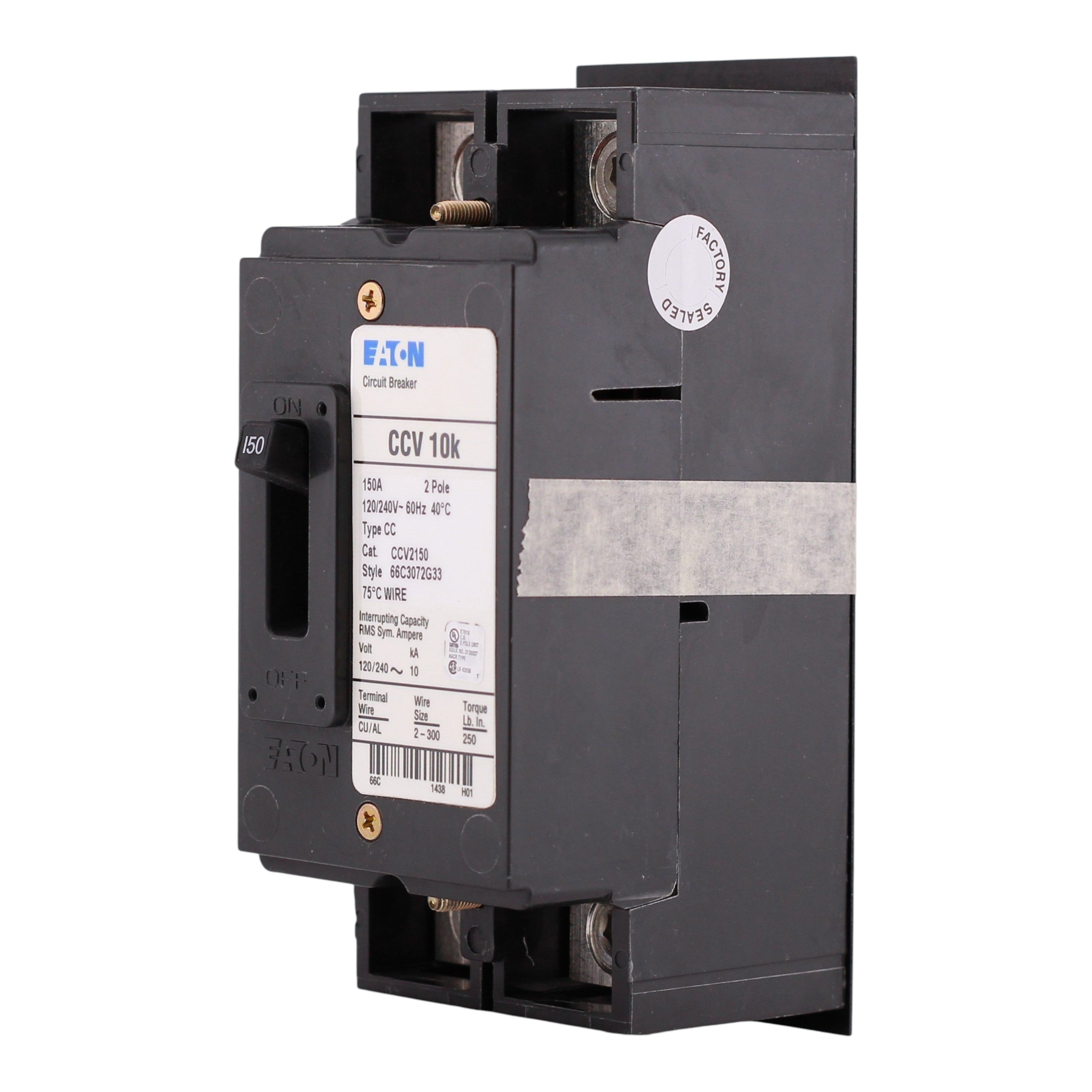 Eaton CCV, CCV2150, 150A, 2P, 120/240V, Tenant Main Circuit Breaker, 10kA, UL Listed - Image 2