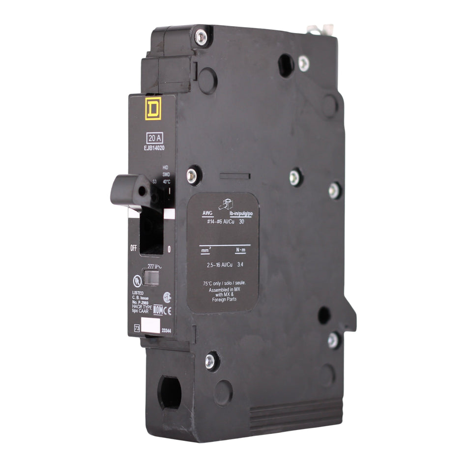 Square D E-Frame, EJB14020, 20A, 1P, 277V, 100kA, Bolt-On, Circuit Breaker - Image 2