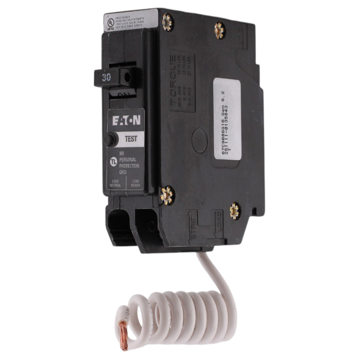 Eaton BR, BRN130GF, 30A, 1P, 120/240V, GFCI, Pigtail Neutral, Circuit Breaker - Image 3