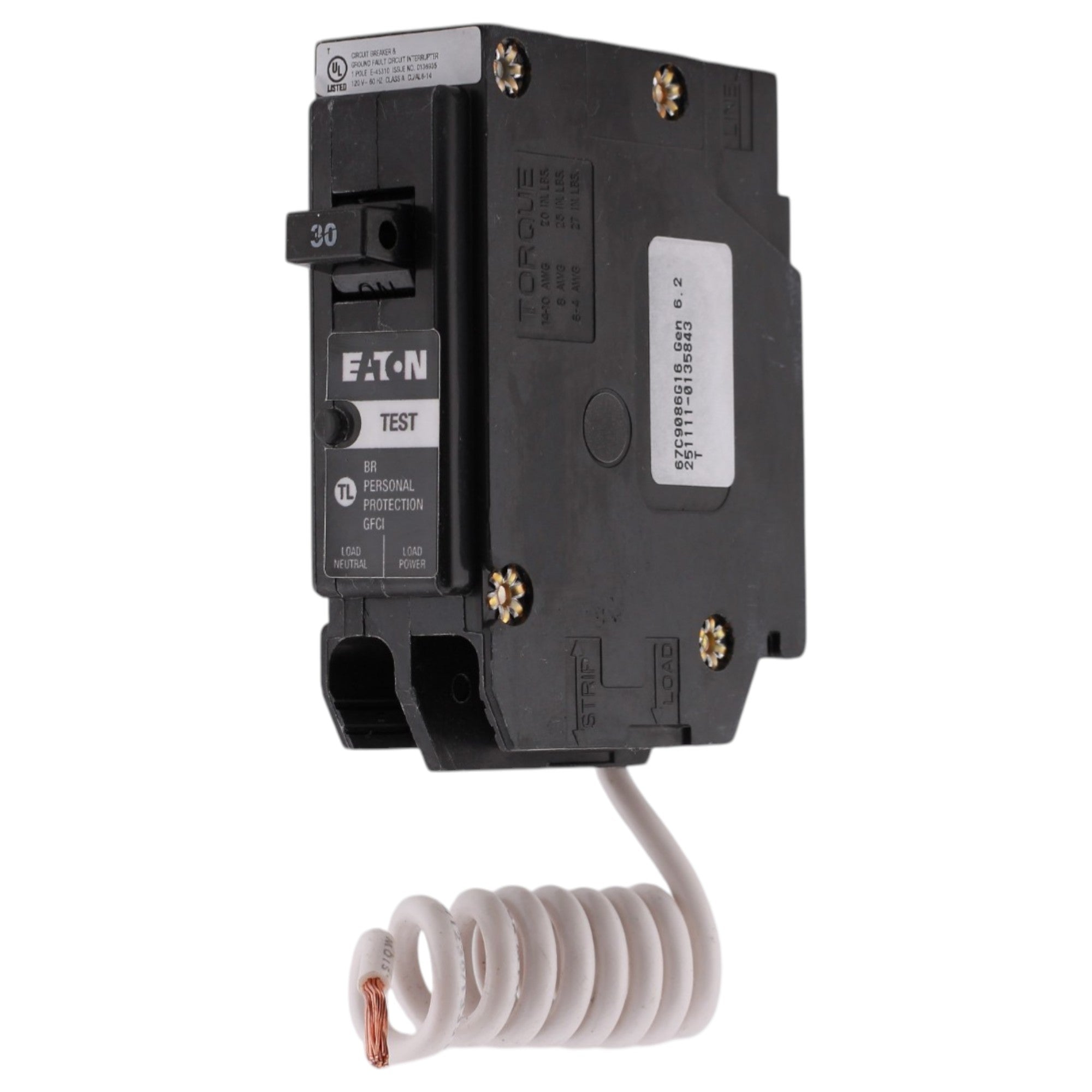 Eaton BR, BRN130GF, 30A, 1P, 120/240V, GFCI, Pigtail Neutral, Circuit Breaker - Image 3