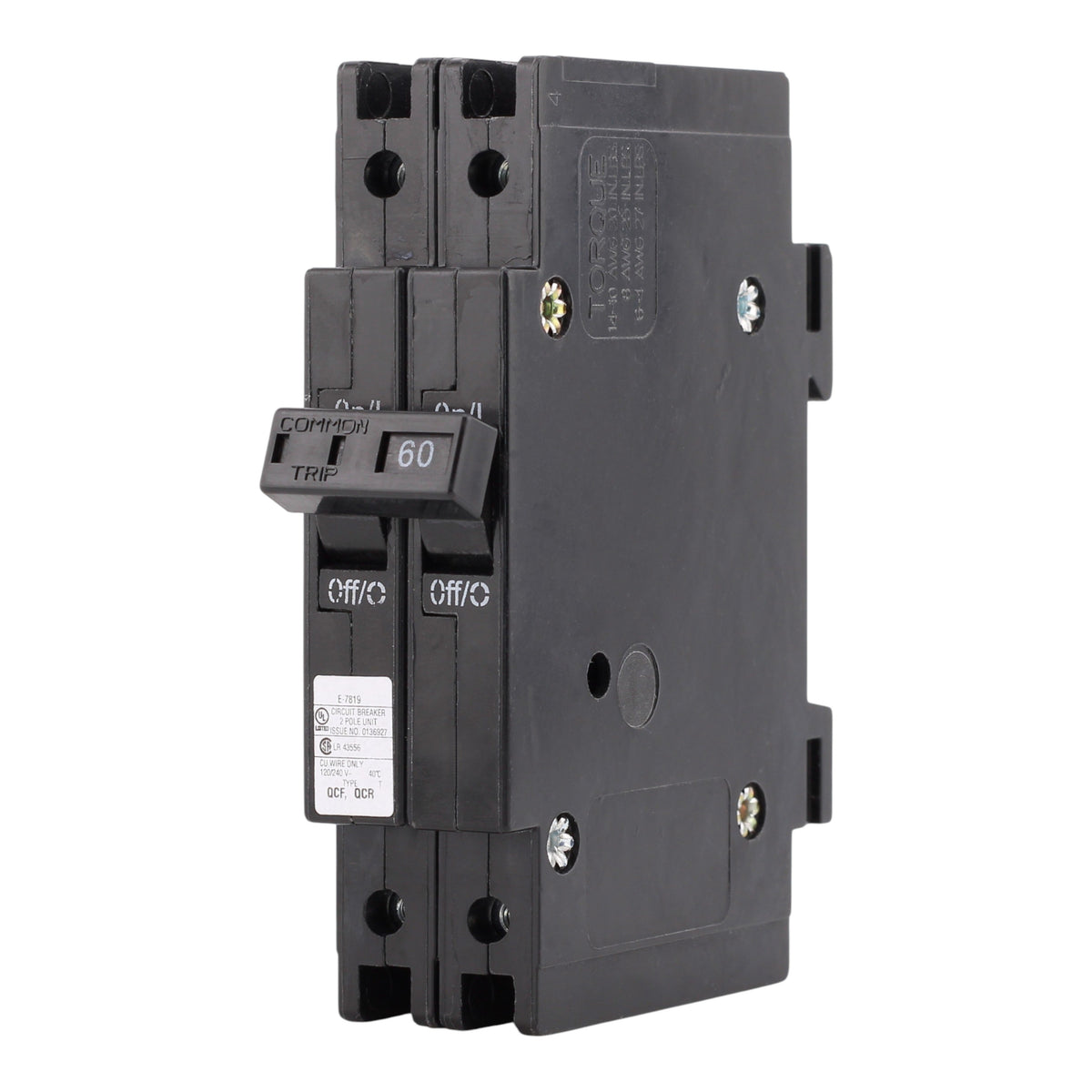 Eaton Quicklag QCF2060 60A 2P 120/240V Thermal-Magnetic Cable-In/Cable-Out Circuit Breaker - Image 2