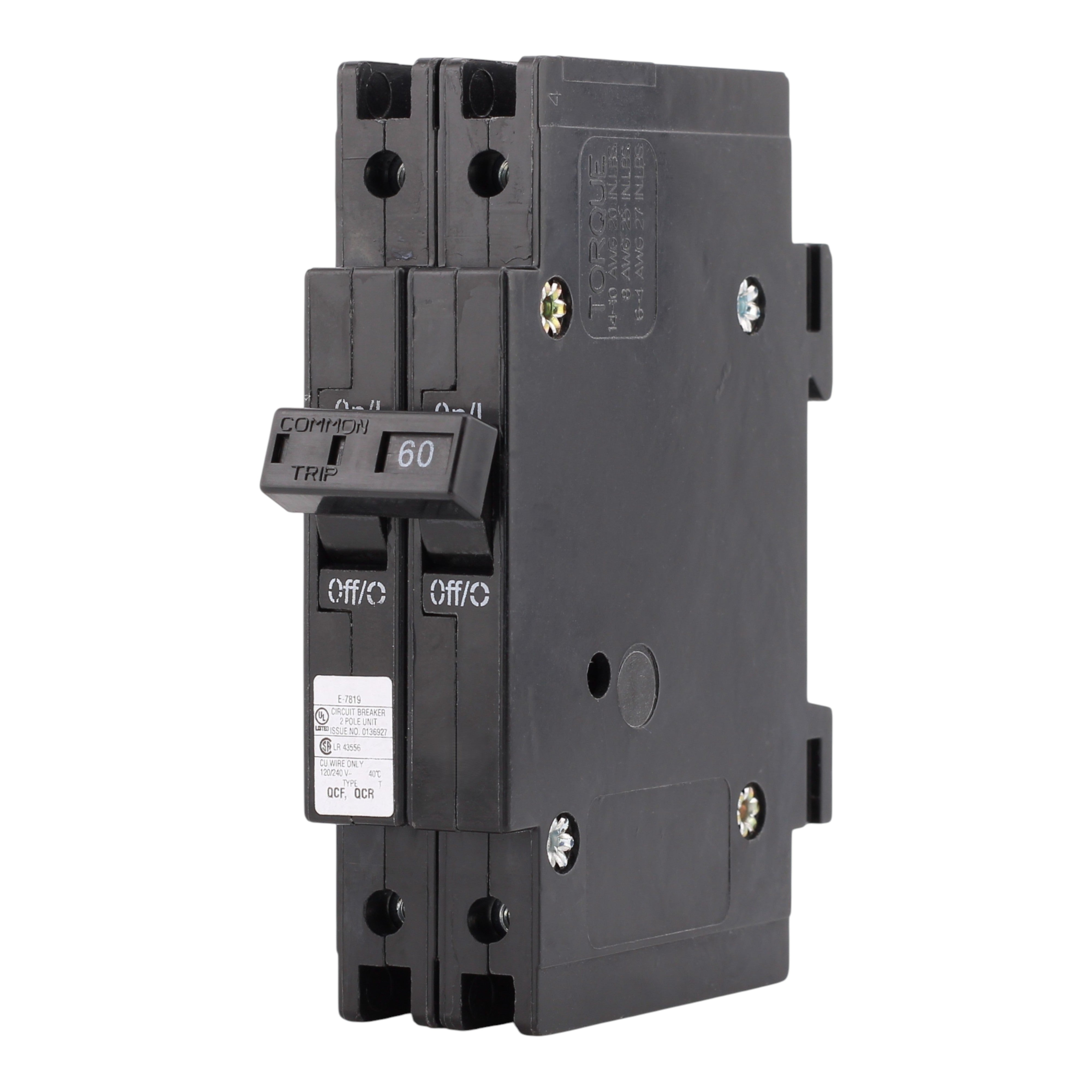 Eaton Quicklag QCF2060 60A 2P 120/240V Thermal-Magnetic Cable-In/Cable-Out Circuit Breaker - Image 2