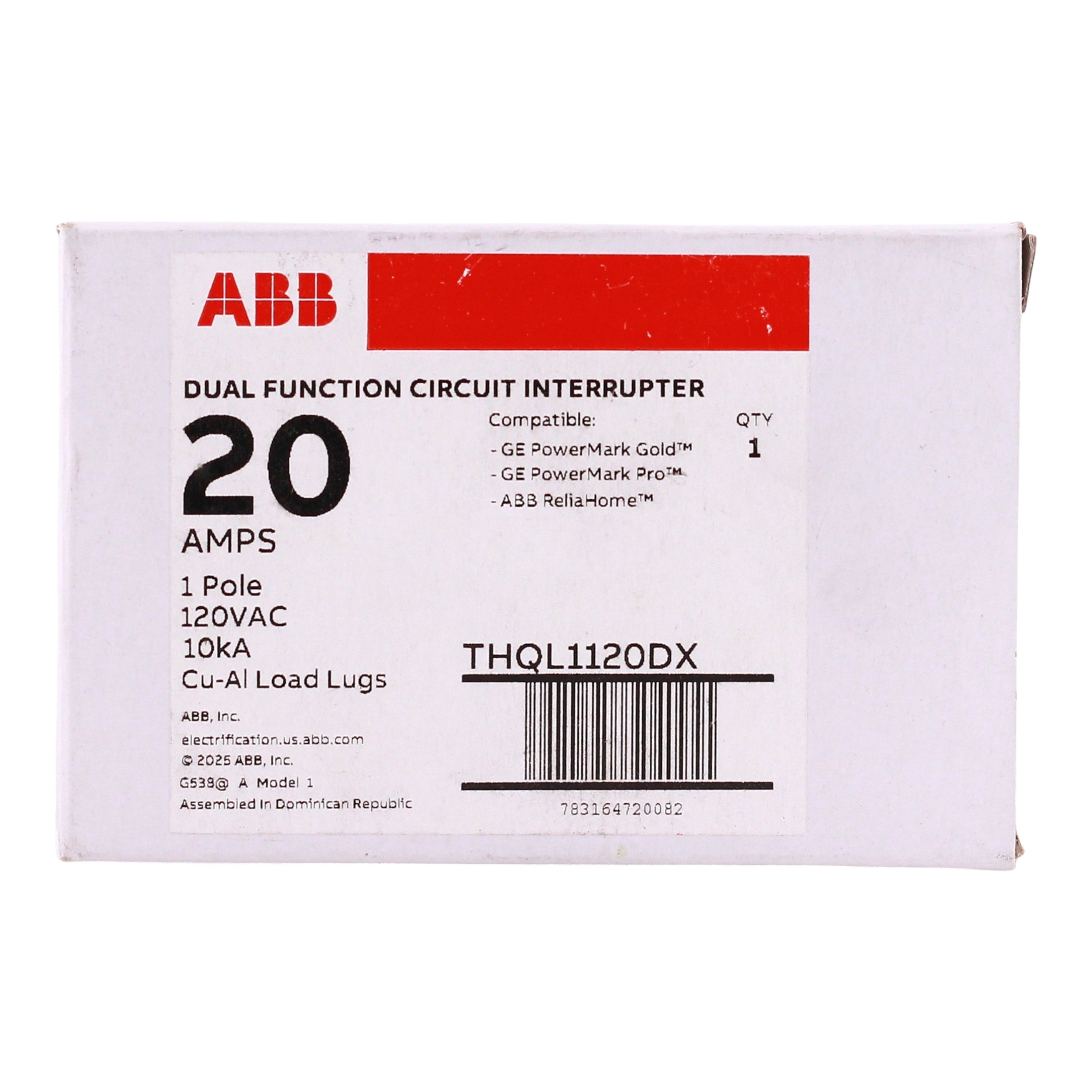 ABB Q-Line, THQL1120DX, 20A, 1P, 120V, AFCI/GFCI, Pigtail Neutral, Circuit Breaker - Image 3