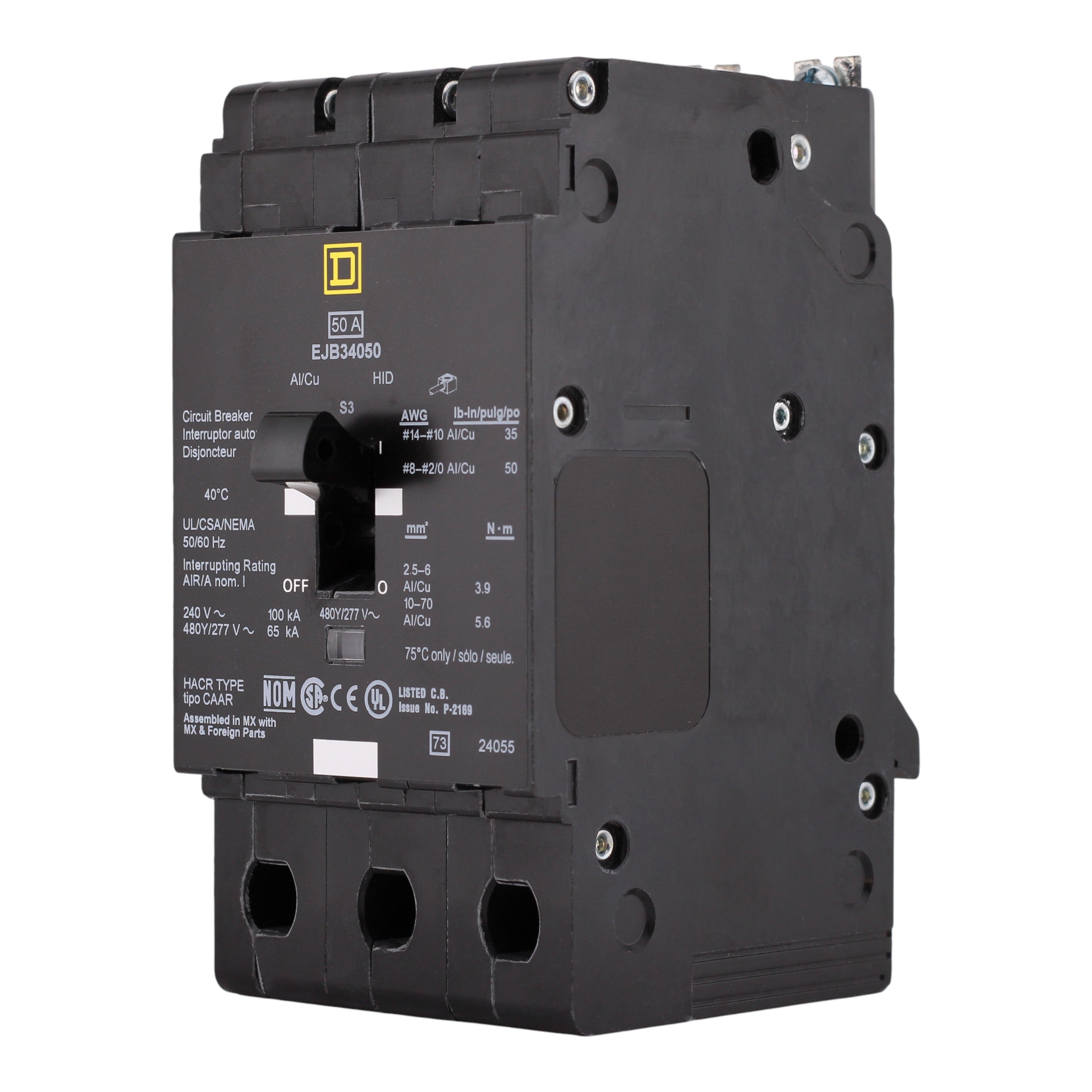 Square D E-Frame, EJB34050, 50A, 3P, 480Y/277V, Bolt-On, Circuit Breaker - Image 2