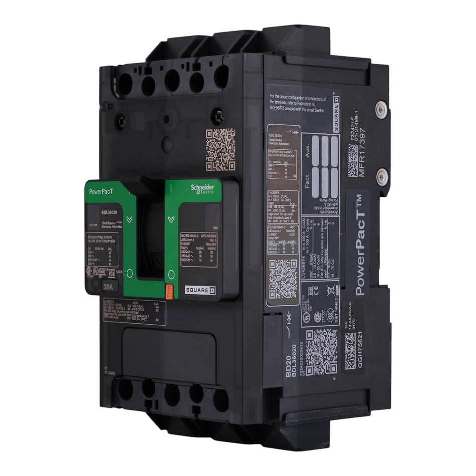 Square D PowerPacT B, BDL36020, 20A, 3P, 600Y/347VAC, Thermal Magnetic, Circuit Breaker - Image 2