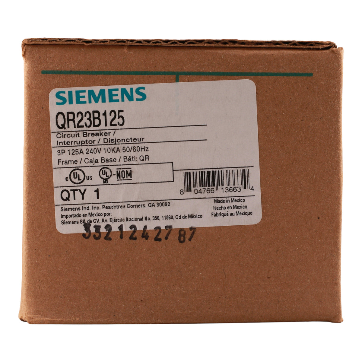 Siemens QR23B125 125A 3P 240V Thermal-Magnetic Circuit Breaker - Image 3