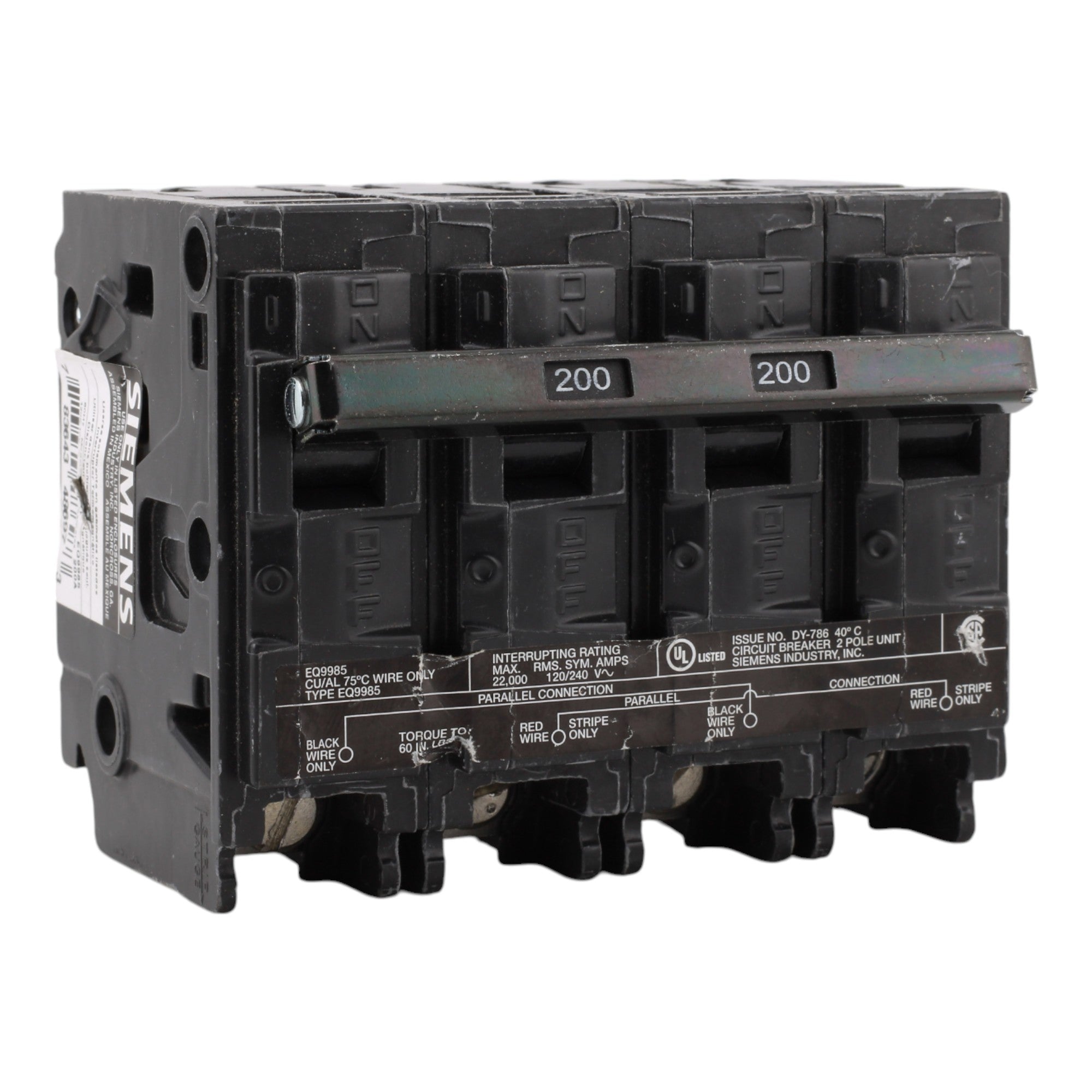 Siemens EQ9985 200A 4P 22kA Main Circuit Breaker