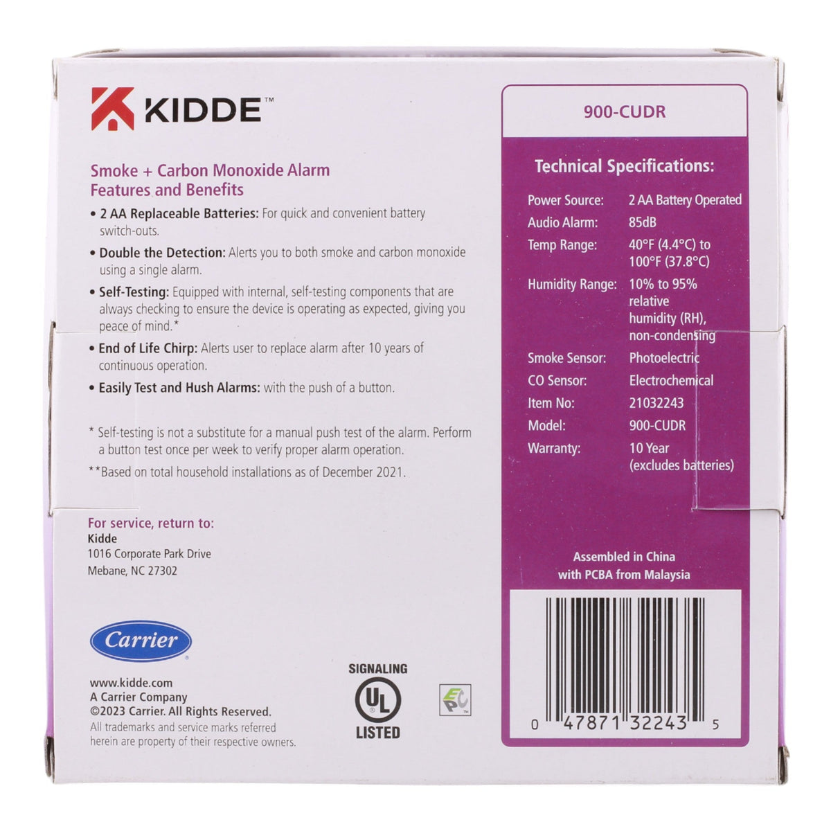 Kidde 900-CUDR Battery Smoke & CO Detector Photoelectric Easy Install - Image 2