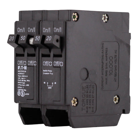 Eaton BR, BQC2502120, 50A/20A, 4P, 120/240V, Quadplex, Circuit Breaker - Image 2