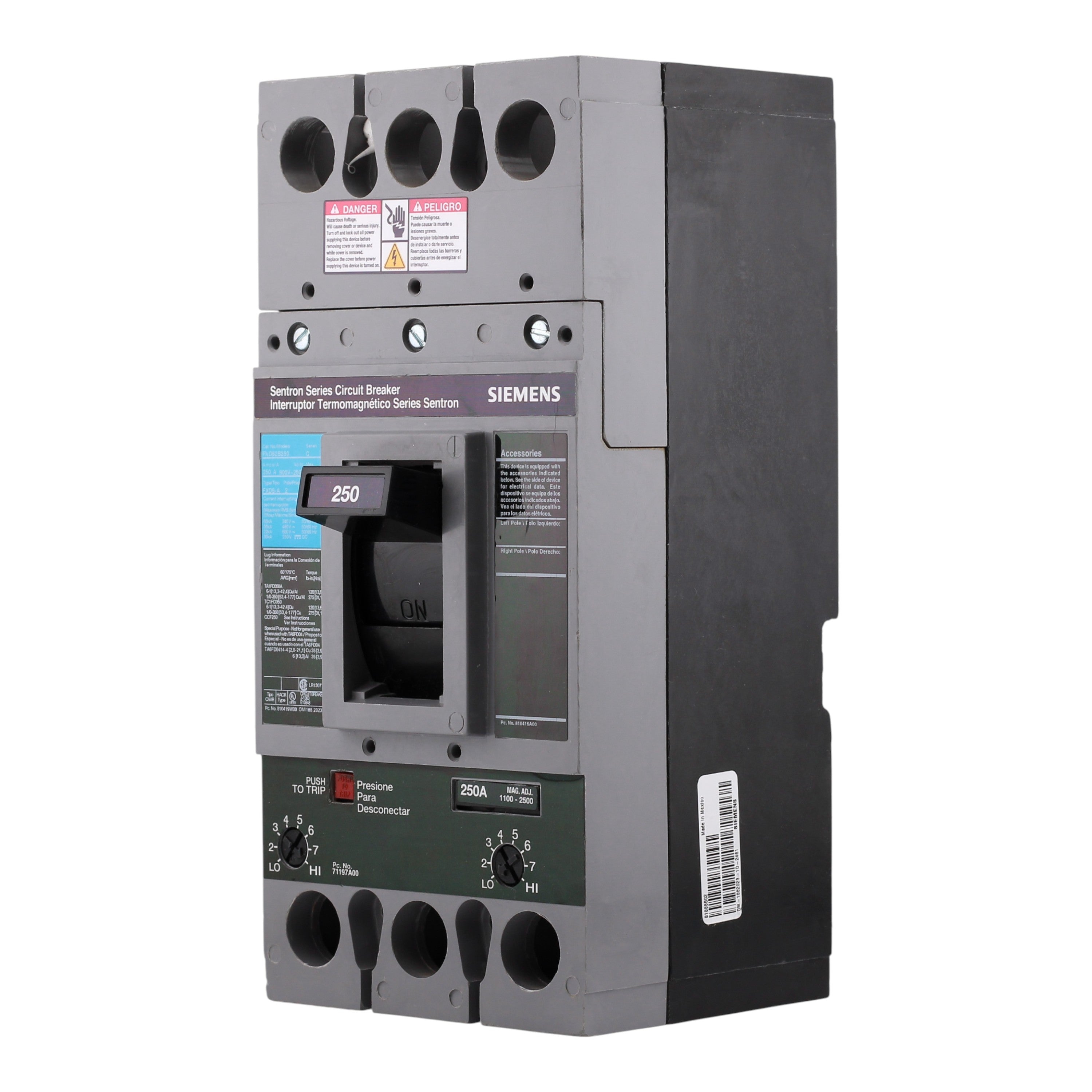 Siemens Sentron FXD62B250 250A 2P 600V Thermal-Magnetic Circuit Breaker - Image 2