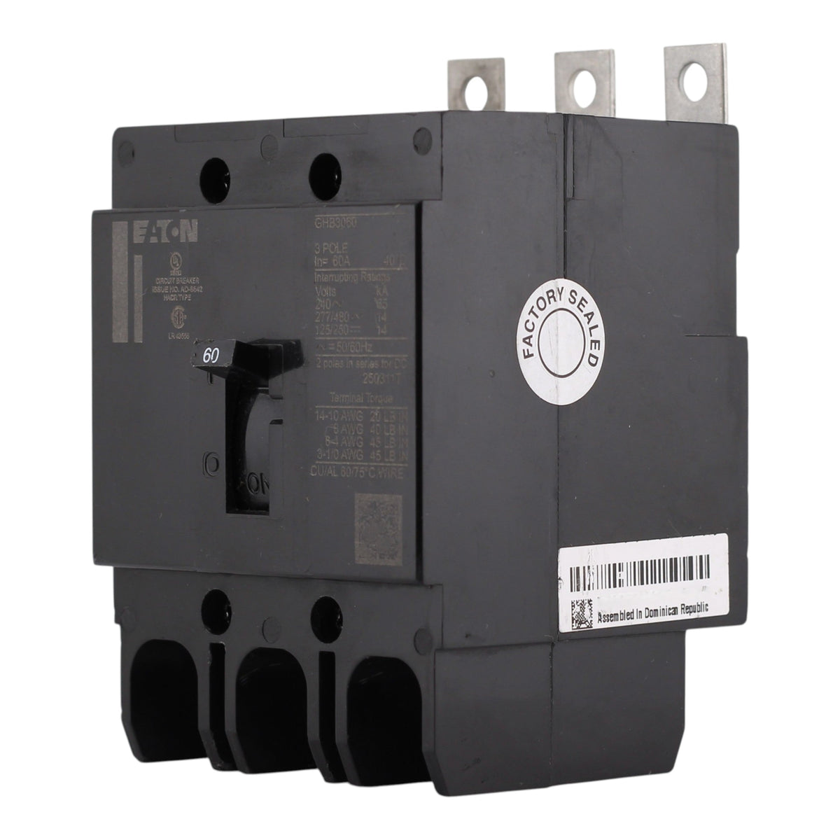 Eaton Series C, GHB3060, 60A, 3P, 480Y/277V, Molded Case Circuit Breaker - Image 2
