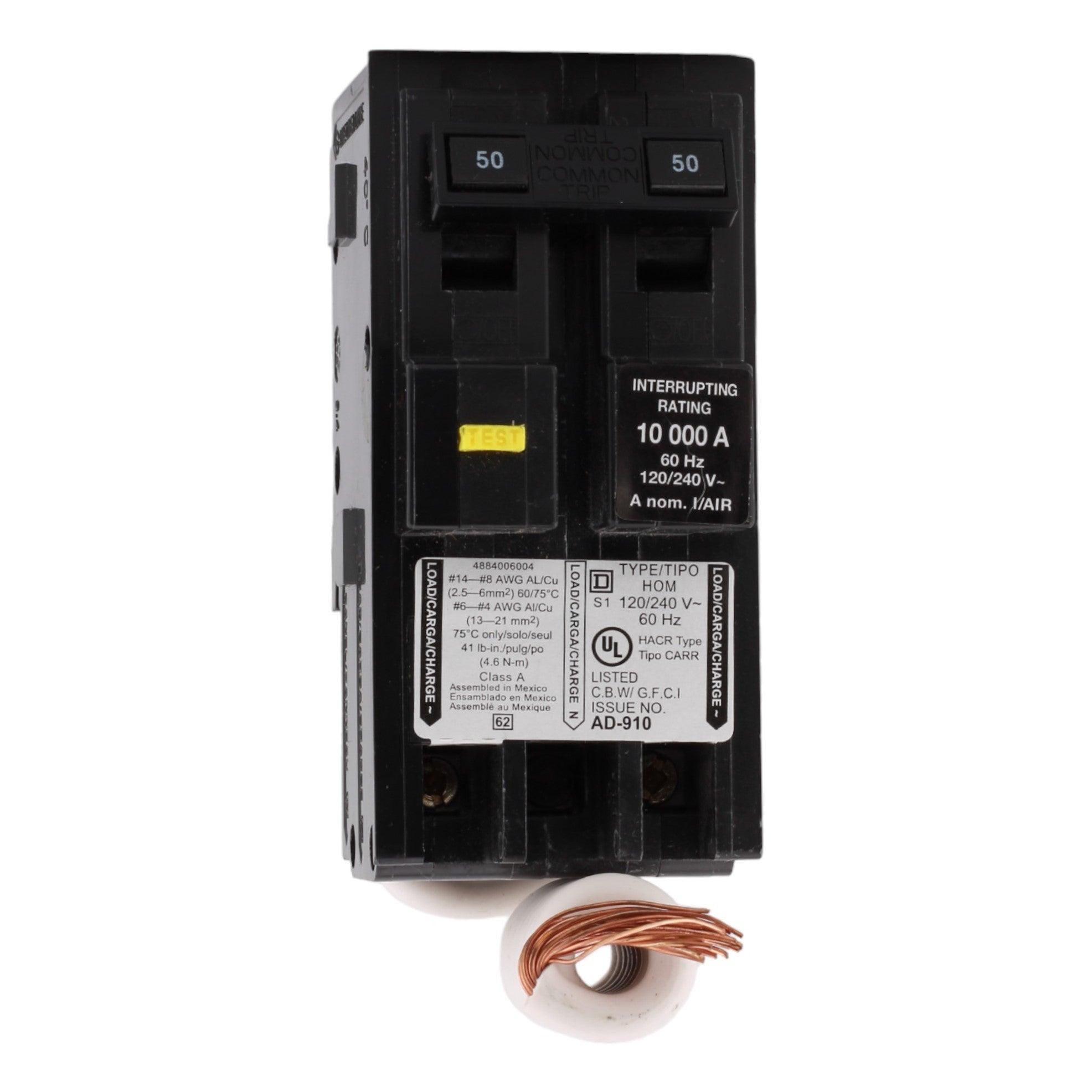 Square D Homeline HOM250GFI 50A 2P 120/240V GFCI Circuit Breaker - Image 2