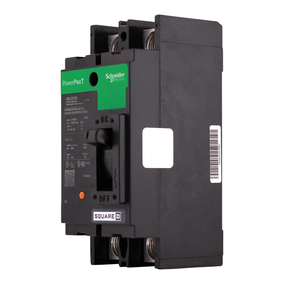 Square D PowerPacT Q, QBL22150, 150A, 2P, 240V, Thermal Magnetic, Circuit Breaker - Image 2