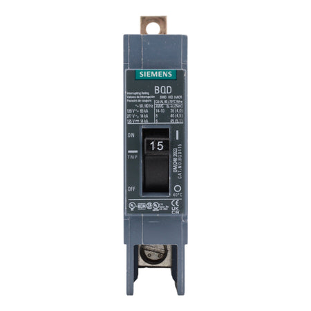 Siemens BQD115, 15A, 277V, 1-Pole Molded Case Circuit Breaker, Thermal Magnetic, 14kA Interrupt Rating - Image 2