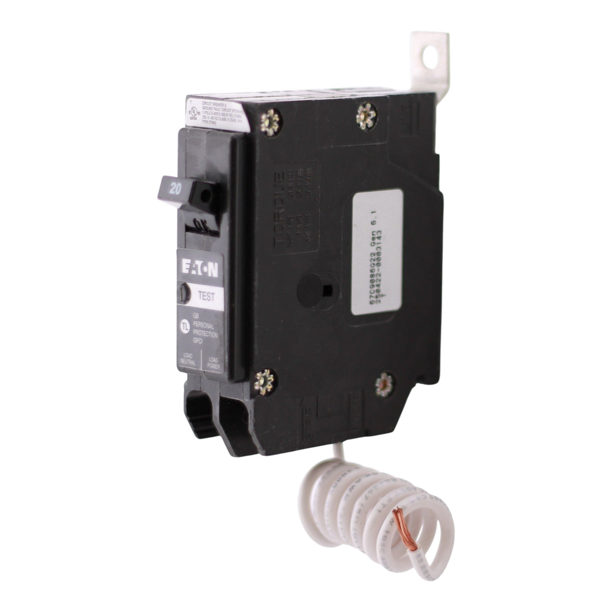 Eaton QB, QBH1020GF, 20A, 1P, 120/240V, GFCI, Bolt-On, Circuit Breaker - Image 2
