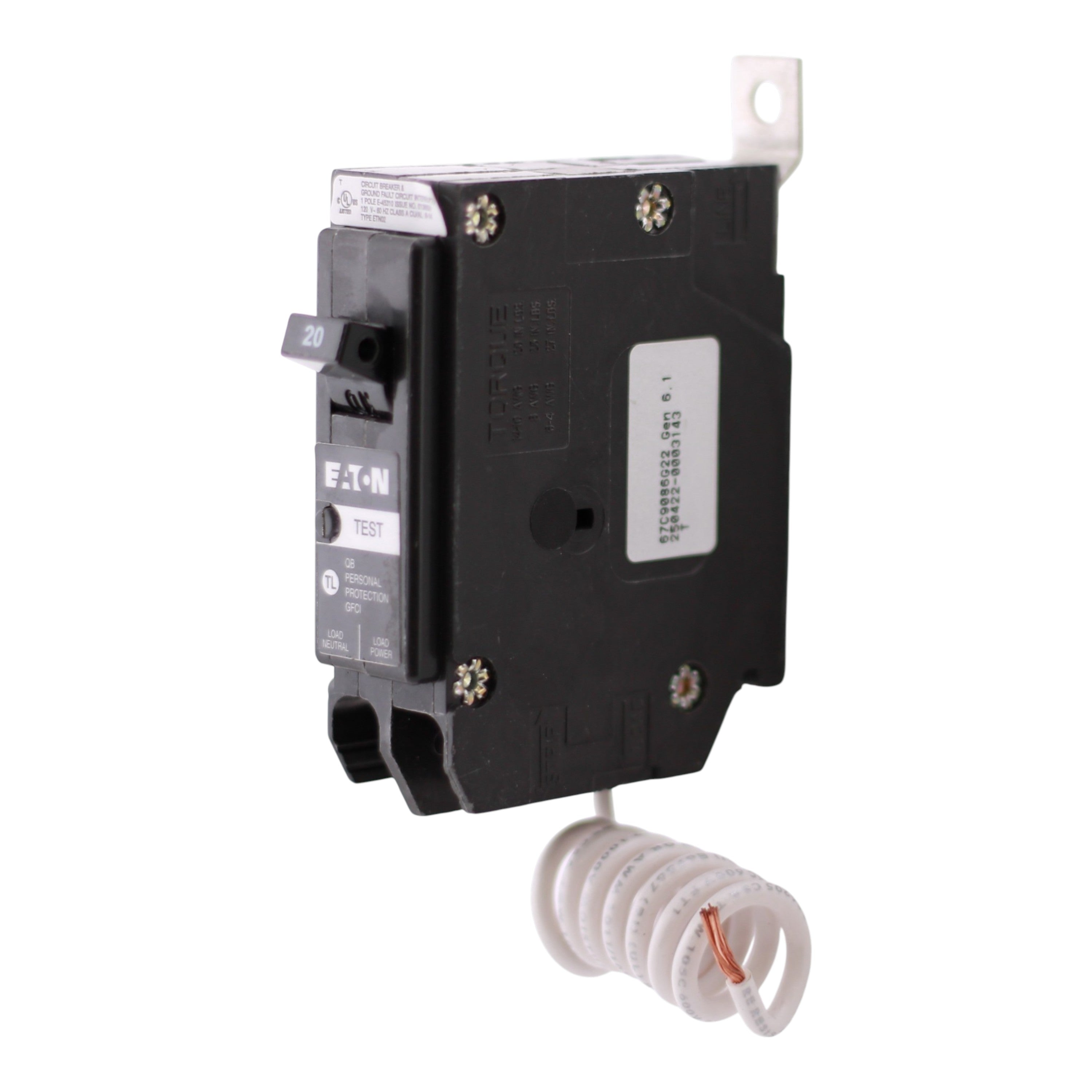 Eaton QB, QBH1020GF, 20A, 1P, 120/240V, GFCI, Bolt-On, Circuit Breaker - Image 2
