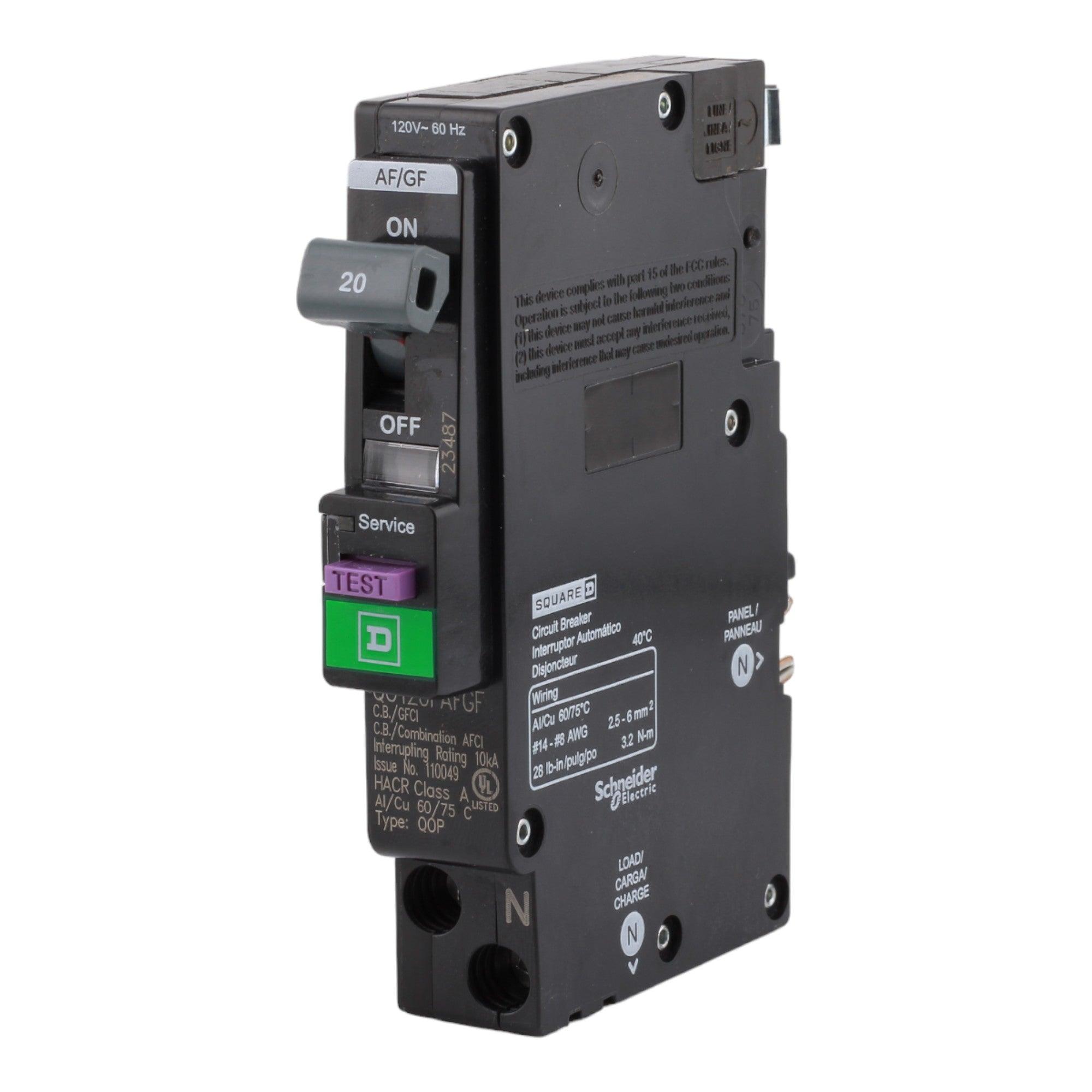 Square D QO QO120PAFGF 20A 1P 120V AFCI/GFCI Plug on Neutral Circuit Breaker - Image 2