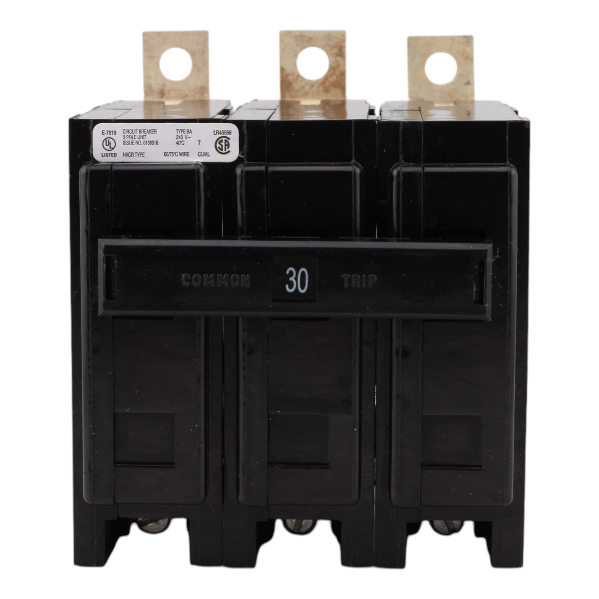 Eaton BAB3030H, 30A, 240V, 3-Pole, 10kAIC, Quicklag Industrial Thermal-Magnetic Circuit Breaker, Bolt-On - Image 2