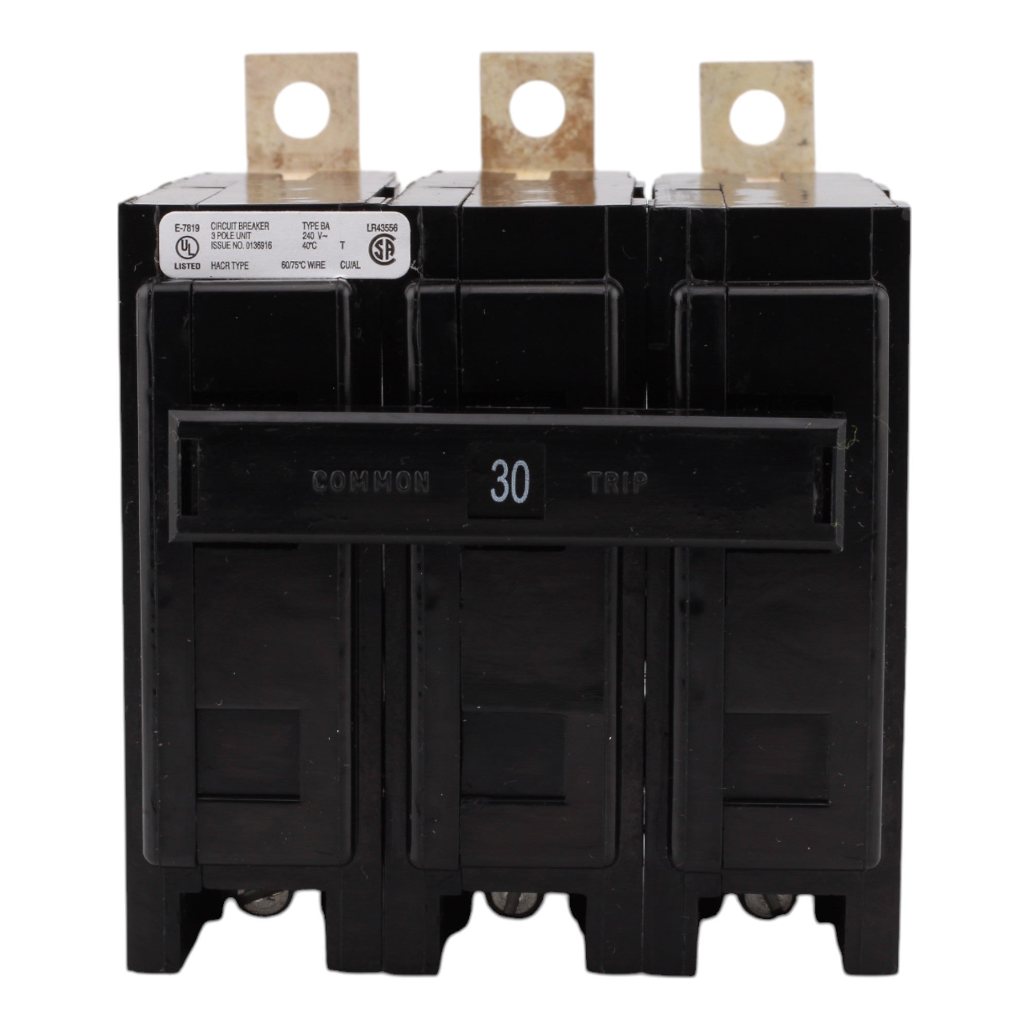 Eaton BAB3030H, 30A, 240V, 3-Pole, 10kAIC, Quicklag Industrial Thermal-Magnetic Circuit Breaker, Bolt-On - Image 2