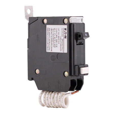 Eaton QB, QBGF1015, 15A, 1P, 120V, GFCI, Pigtail Neutral, Circuit Breaker