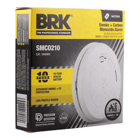 BRK, SMCO210, 10-Year Battery, Non-Hardwired, Smoke & Carbon Monoxide Alarm