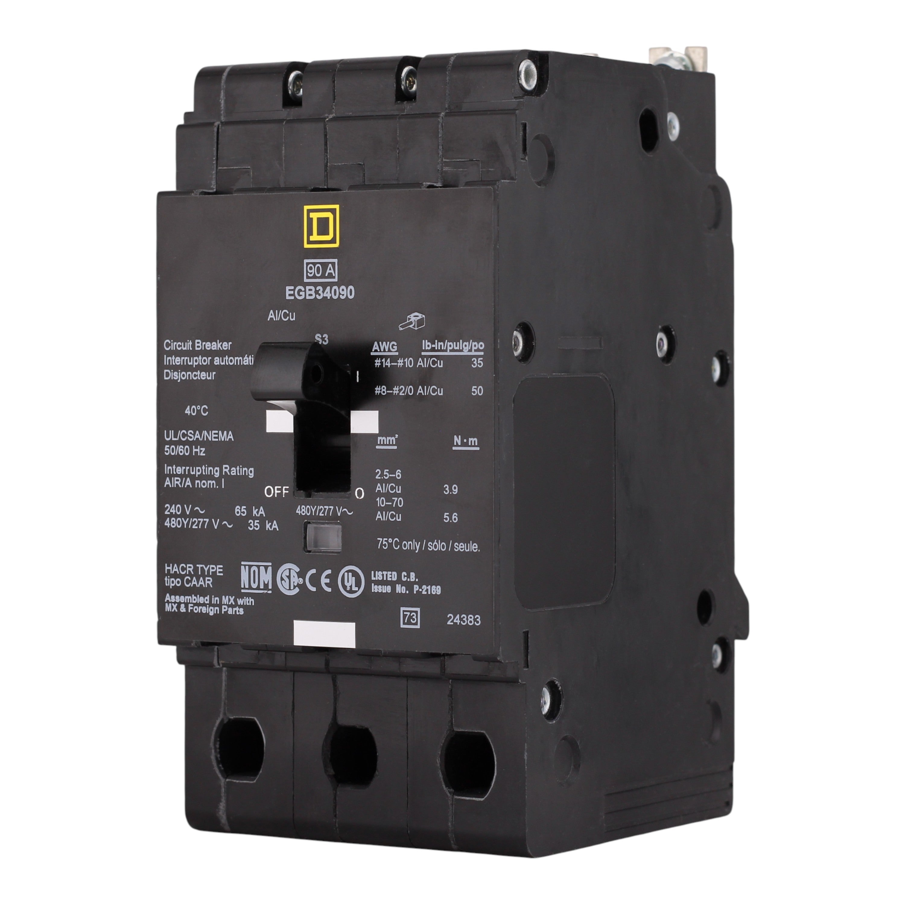 Square D E-Frame, EGB34090, 90A, 3P, 480Y/277V, Bolt-On Circuit Breaker - Image 2