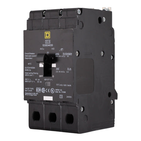 Square D E-Frame, EGB34030, 30A, 3P, 480Y/277V, Bolt-On, Circuit Breaker - Image 2