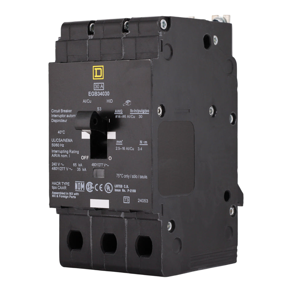 Square D E-Frame, EGB34030, 30A, 3P, 480Y/277V, Bolt-On, Circuit Breaker - Image 2