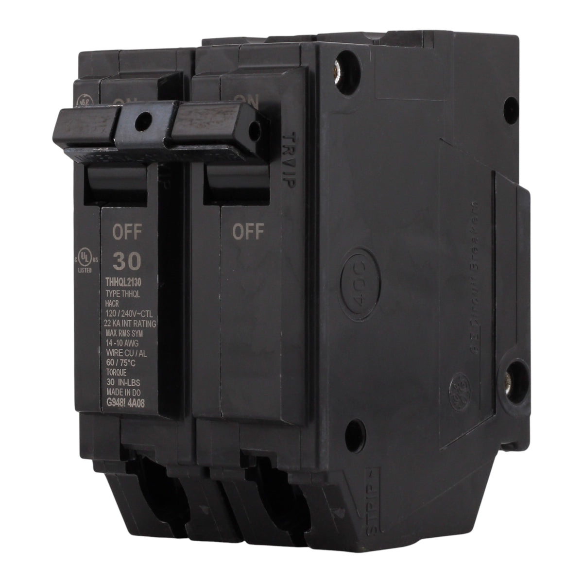 GE Q Line THHQL2130 30A 2P 120/240V 22K Plug-In Circuit Breaker - Image 2
