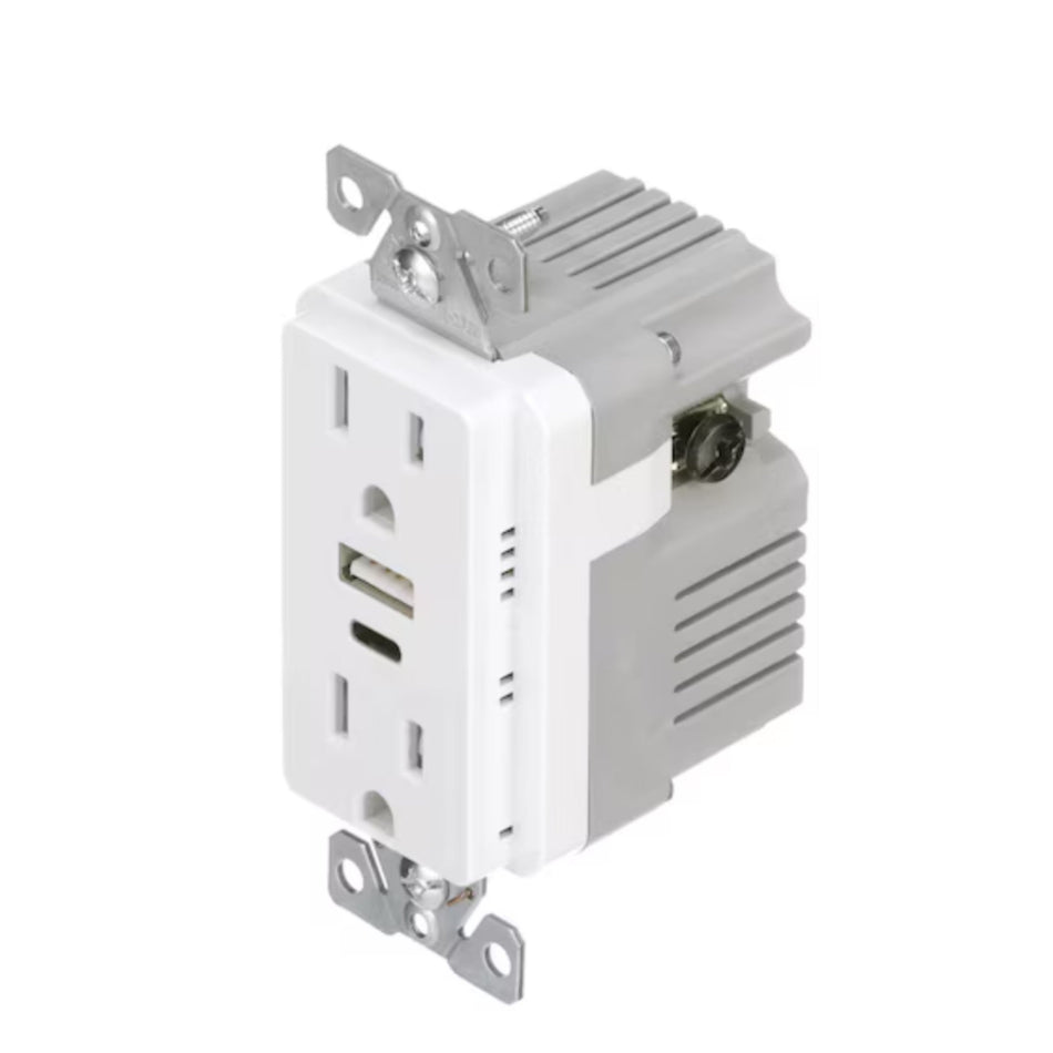 Eaton, TRUSBAC15W-BOX, 15A, USB Type A/C Charger, Duplex Receptacle, White - Image 2