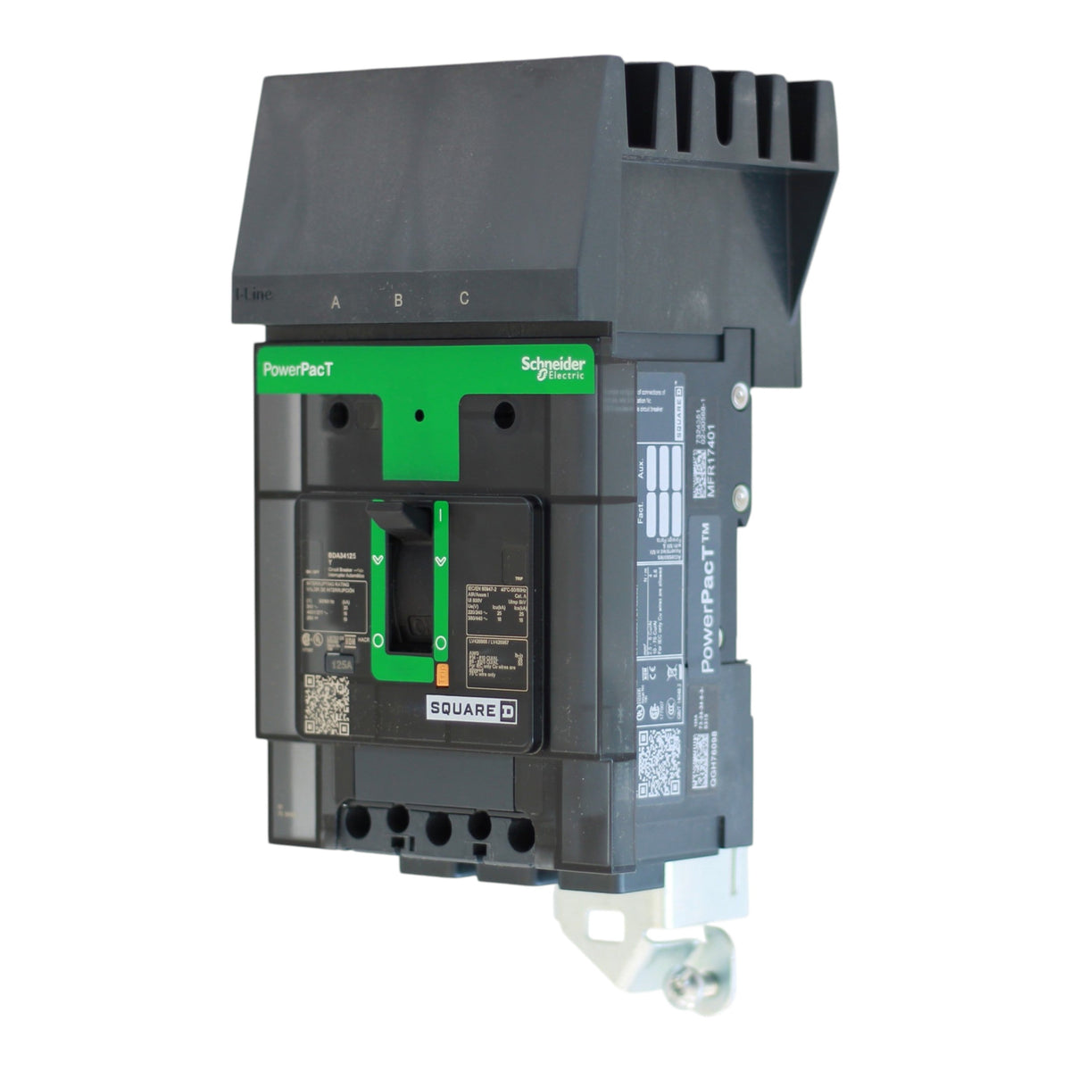 Square D PowerPacT B, BDA34125Y, 125A, 3P, 480Y/277V, I-Line, Thermal Magnetic, Circuit Breaker - Image 2