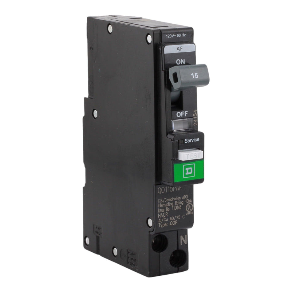 Square D QO QO115PAF 15A 1P 120V AFCI Plug on Neutral Circuit Breaker Circuit Breaker