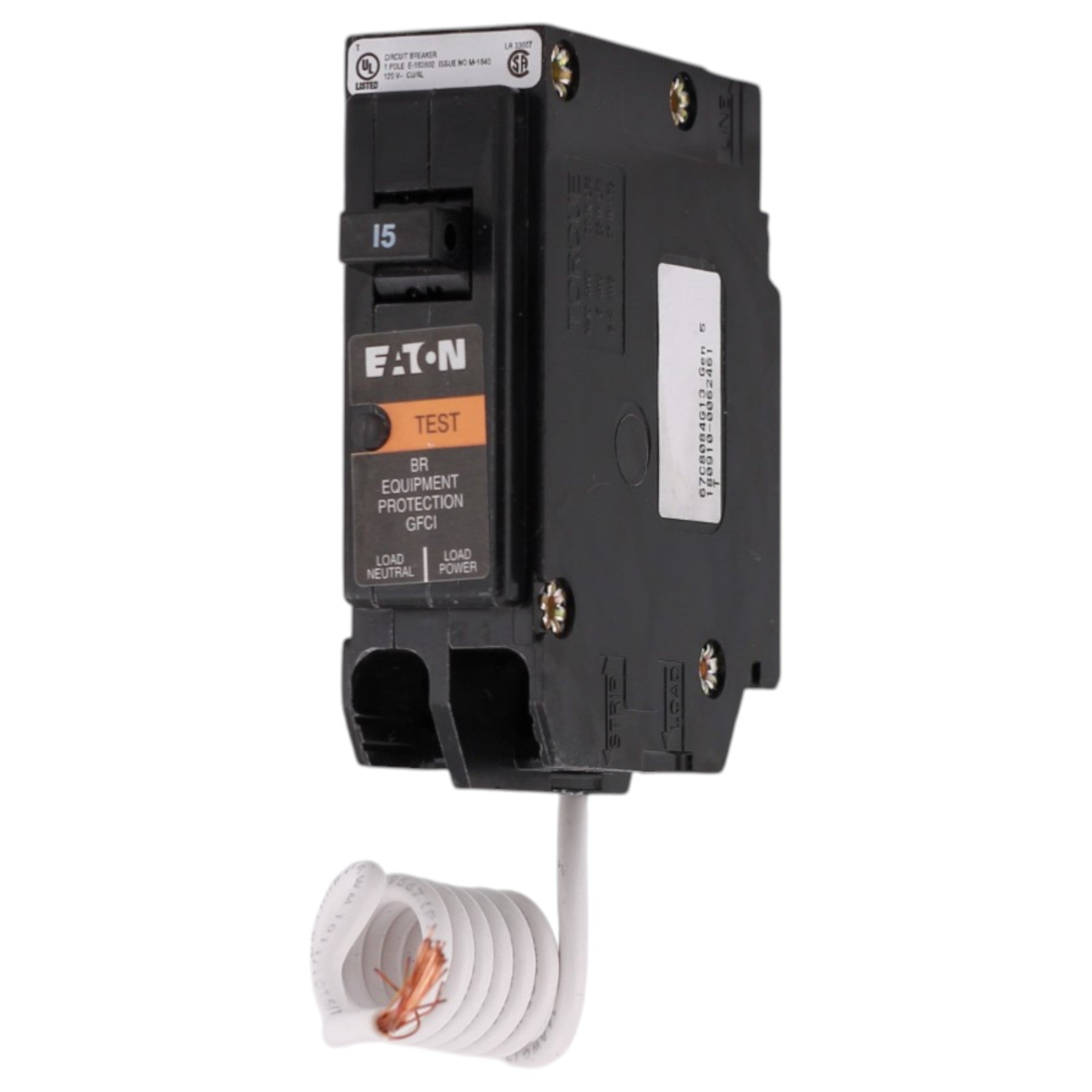 Eaton BR, BRN115EP, 15A, 1P, 120/240V, GFCI Equipment Protector, Pigtail Neutral, Circuit Breaker - Image 4