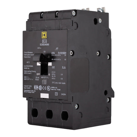 Square D E-Frame, EDB34090, 90A, 3P, 480Y/277V, Bolt-On Circuit Breaker - Image 2